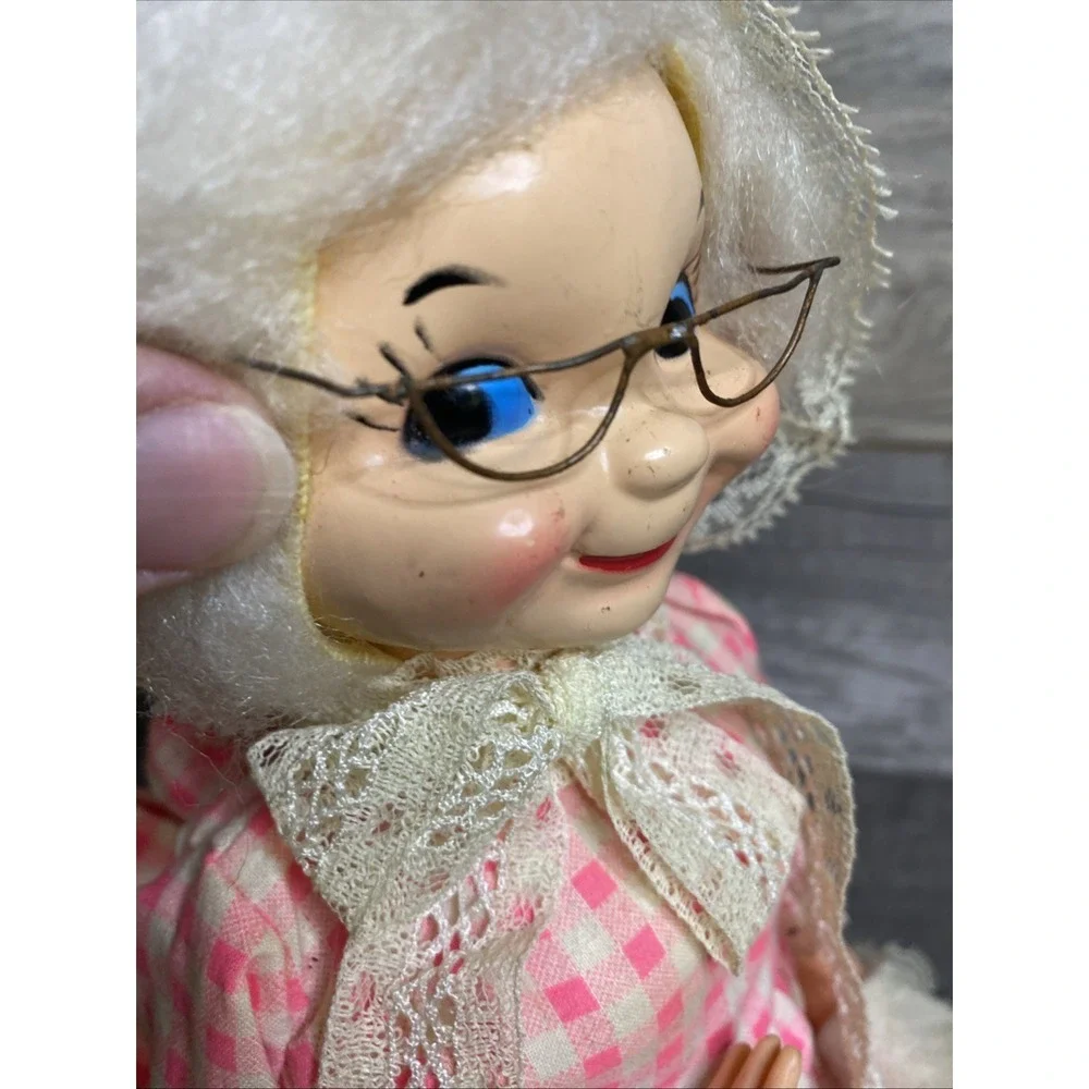 VTG Folk Art Doll Bottle Country Grandma Plastic Bottle Doll Handmade 12